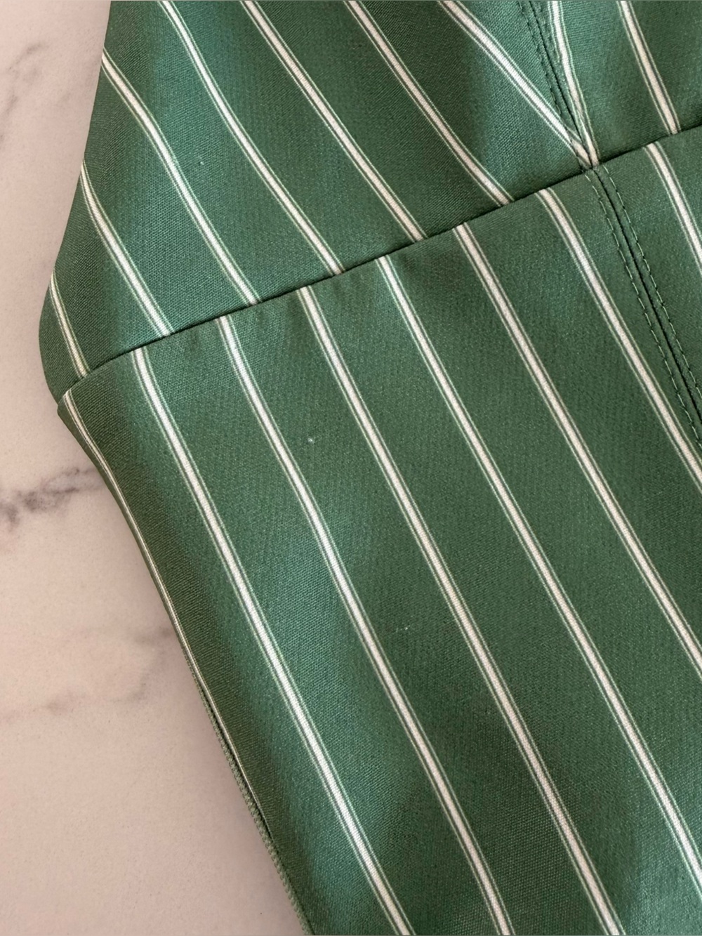 Zara Striped Low Cut Sleeveless Vest Top - Green / White - Size Medium - Picture 5 of 12